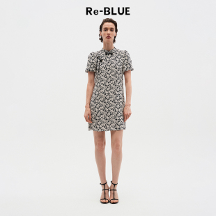 泡泡袖 浪漫碎花新中式 A字连衣裙 BLUE轻奢优雅女装