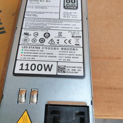 原装 DELL R620 R720 R720XD服务器 1100W电源 YT39Y CC6WF