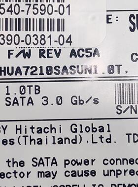 SUN 390-0381 540-7590 0A35832 1TB SATA-FC 存储硬盘