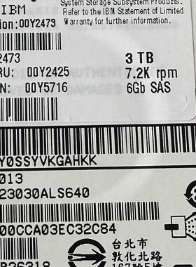 Storwize V3700 00Y2473 00Y2425 00MJ127 3T SAS 3.5 7.2K 6G