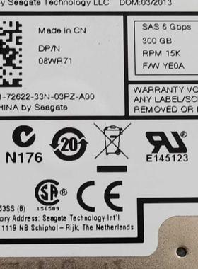 Dell 300G 15K SAS 8WR71 0FJM3K EqualLogic PS4110 PS6210 存储