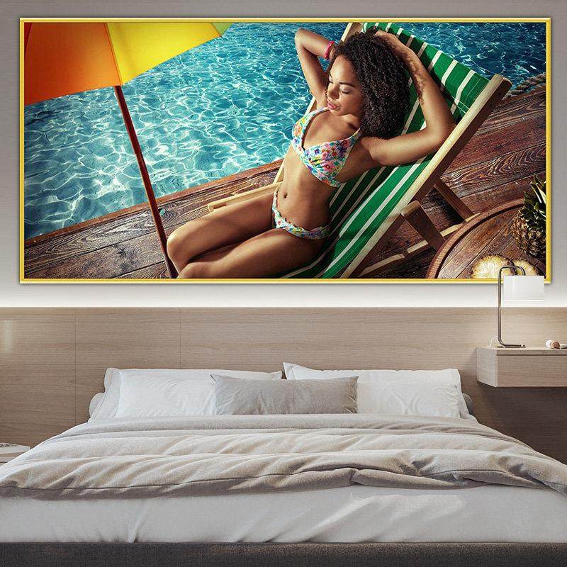 现代轻奢床头装饰画主卧室贴画民宿酒店背景墙宾馆自粘美女壁画,家居饰品,现代装饰画,淘宝优惠券,粉丝福利购,淘宝优惠卷