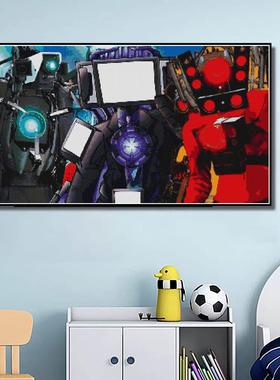 2024新款男生5泰坦监控人电视音响钻石画儿童房手工点砖十字绣