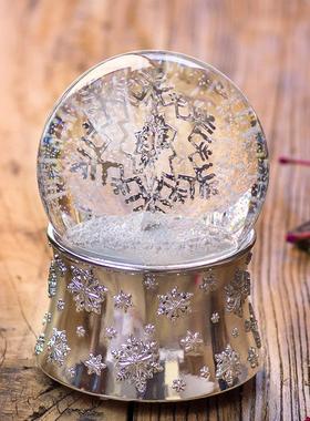 JARLL水晶球音乐盒发光立体雪花八音盒送闺蜜女生生日礼物可旋转