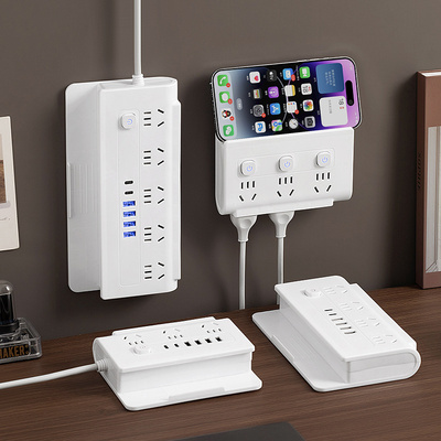 公正午纯铜插座带USB手机支架