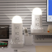 正品 纯铜插座带USB快充夜灯办公家用插排一转多接线板 公正午立式