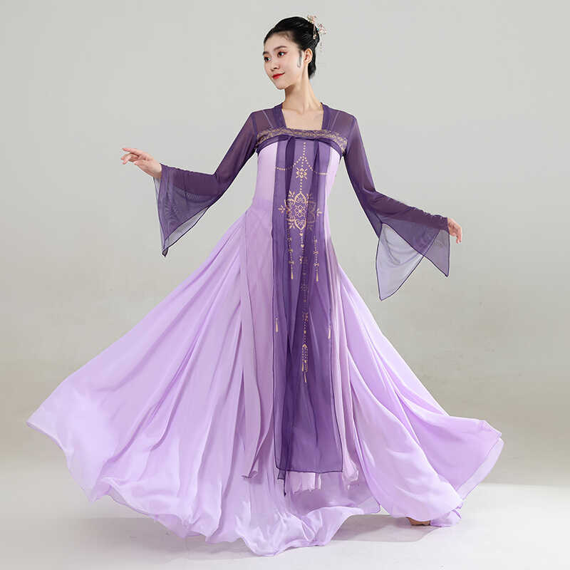 飘逸身韵中国舞鎏金古风大摆裙