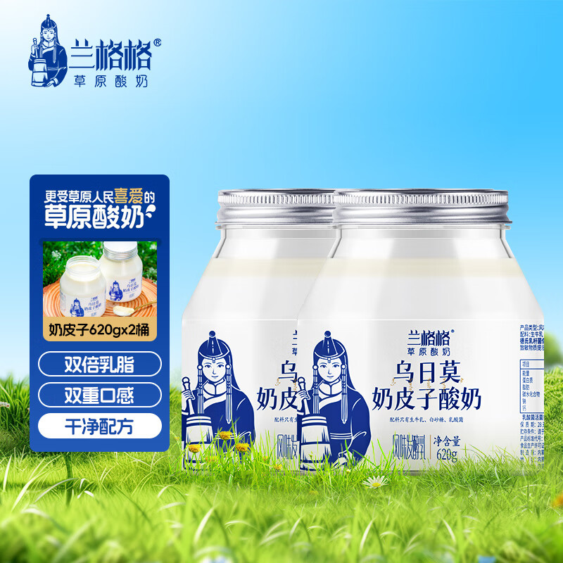 兰格格草原酸奶 乌日莫奶皮子酸奶桶装 生牛乳发酵低温酸奶