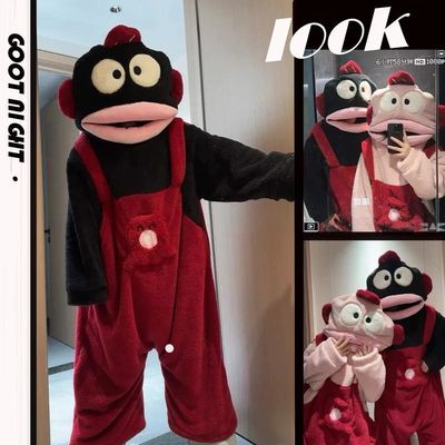 人鱼汉顿丑鱼连体睡衣女珊瑚绒