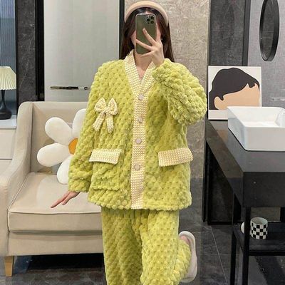 珊瑚绒睡衣女秋冬季加厚加绒2025