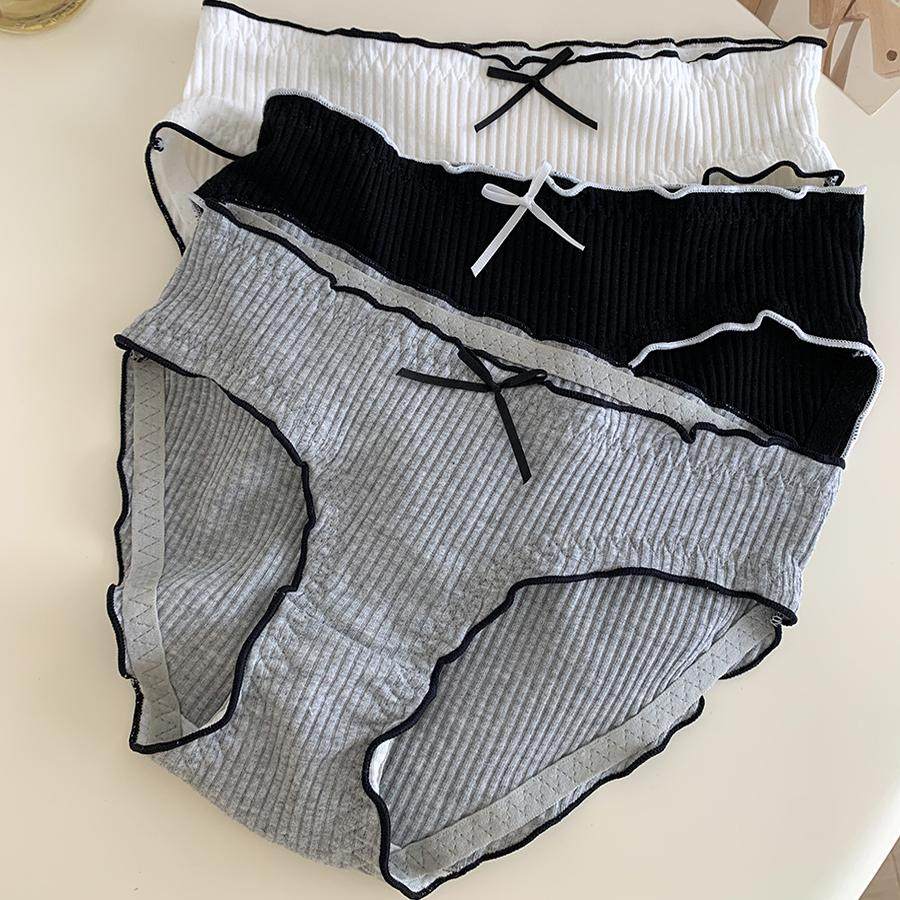 树懒少女日系简约黑白内裤女生纯棉中低腰抗菌学生短裤螺纹三角裤,女士内衣/男士内衣/家居服,女三角裤,淘宝优惠券,粉丝福利购,淘宝优惠卷
