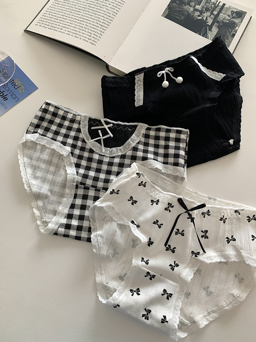 树懒少女日系可爱纯棉内裤女生中腰抗菌学生短裤透气格子三角裤头,女士内衣/男士内衣/家居服,女三角裤,淘宝优惠券,粉丝福利购,淘宝优惠卷