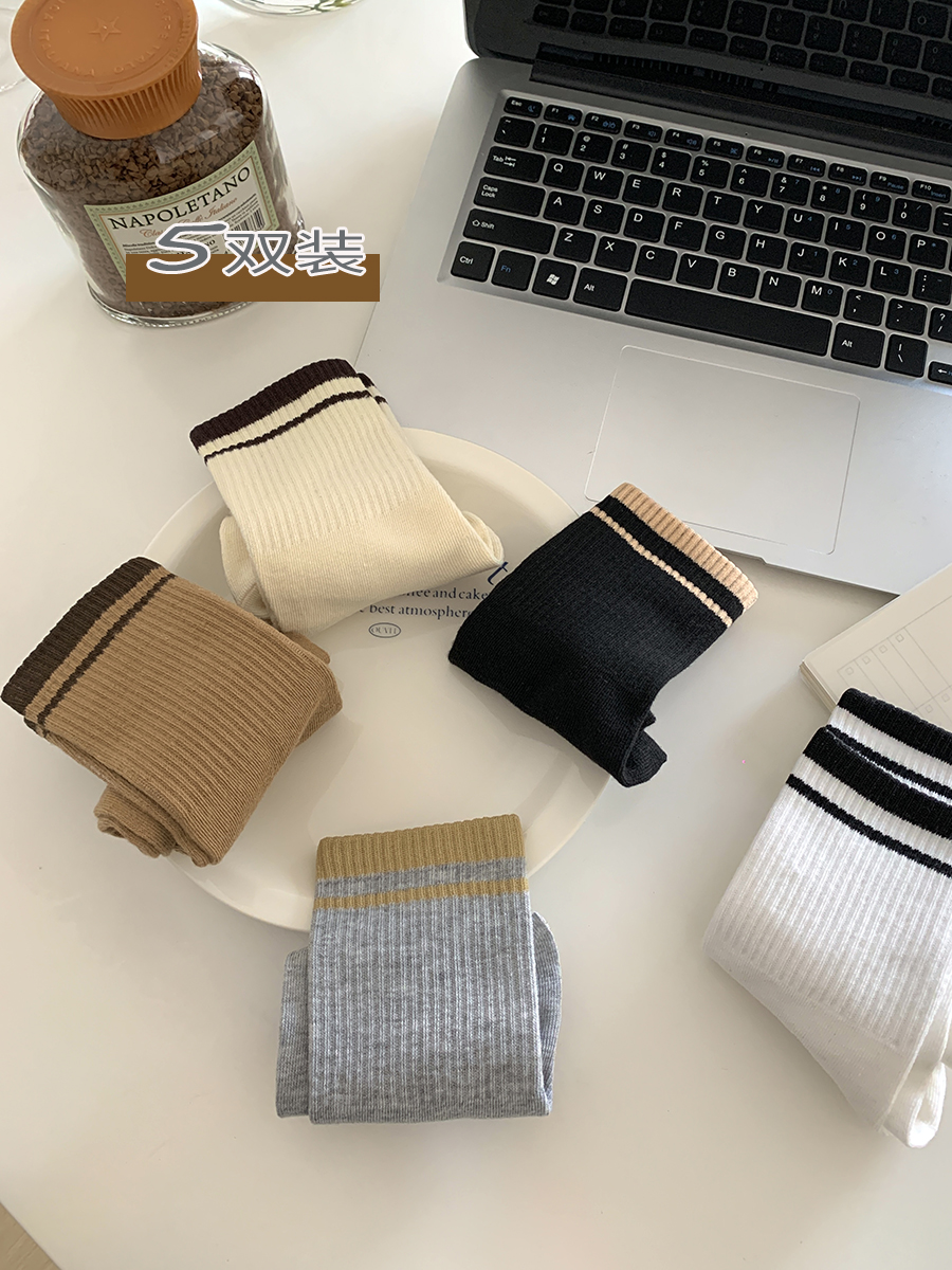 抗菌吸汗女棉运动中筒袜女透气