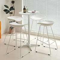 80 круглого белого стола ★ Четырехногленная нержавеющая сталь + 4 стулья [цвет можно отметить]