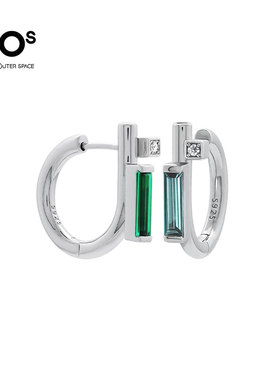 FOS时尚轻奢925银宝石耳环男女时尚感潮气质耳钉小众设计百搭耳饰