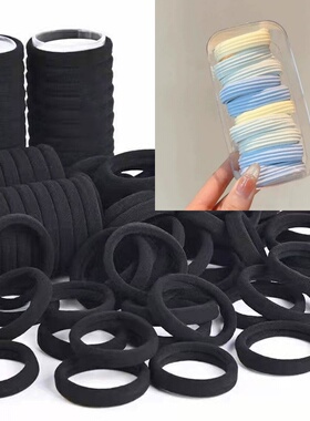 韩版简约气质黑色马尾发圈女扎头发皮筋高弹力耐用发绳皮套胶圈