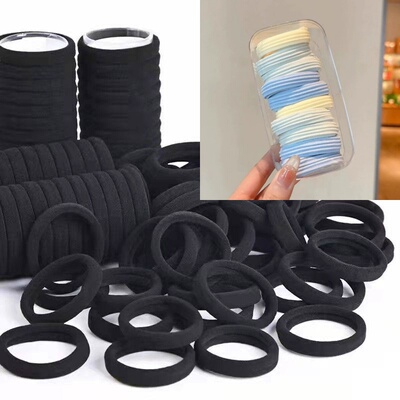 韩版简约气质黑色马尾发圈女扎头发皮筋高弹力耐用发绳皮套胶圈