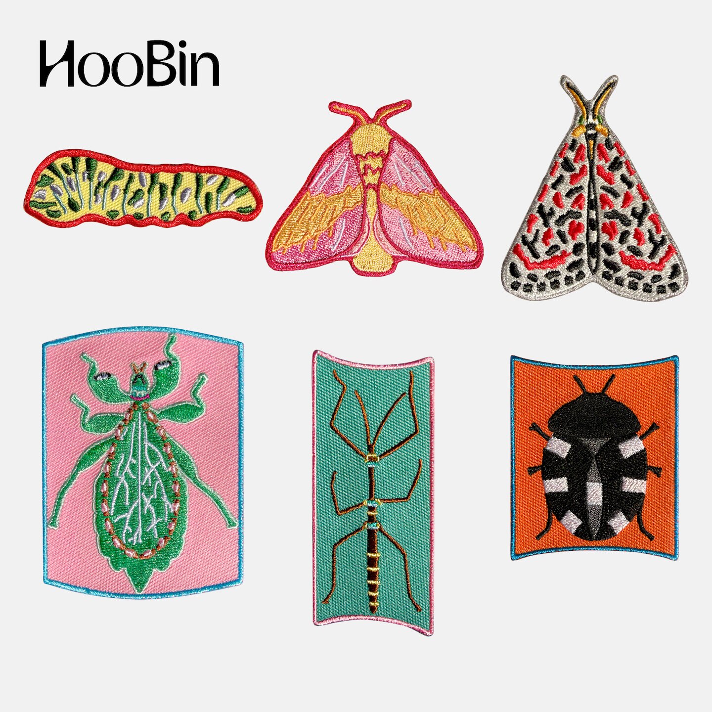 HooBin 虫虫插画刺绣胸针 竹节虫叶䗛枫叶蛾色彩多巴胺礼物搭配饰