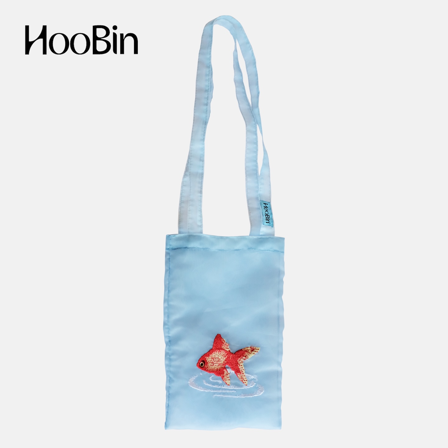 HooBin 金鱼刺绣欧根纱单肩包 半透明双层朦胧 插画复古百搭ins
