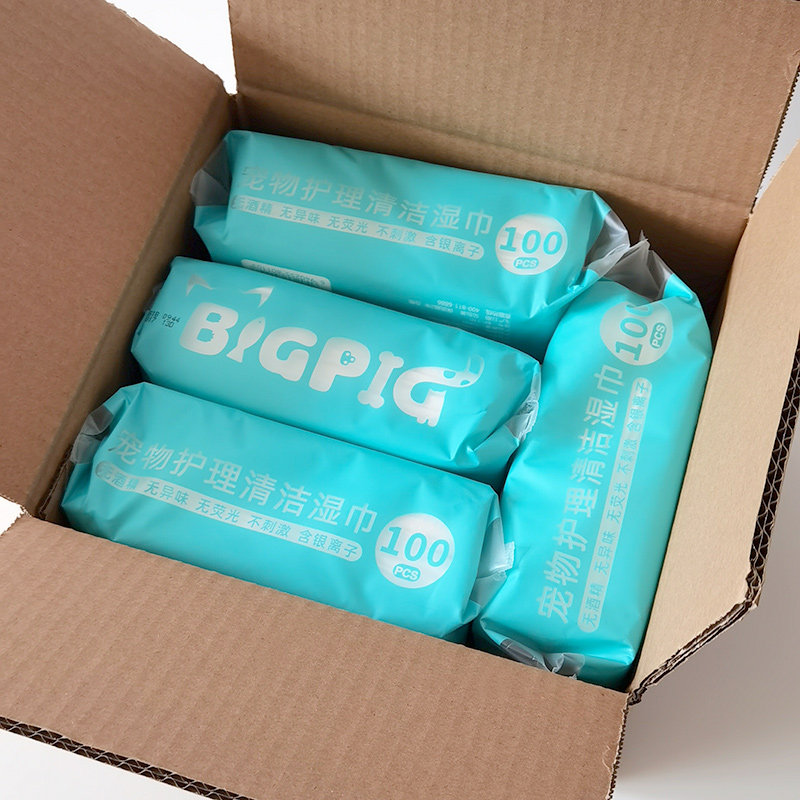 100片 bigpig宠物狗湿巾猫咪湿巾免洗湿巾擦身体爪子屁屁异味清洁