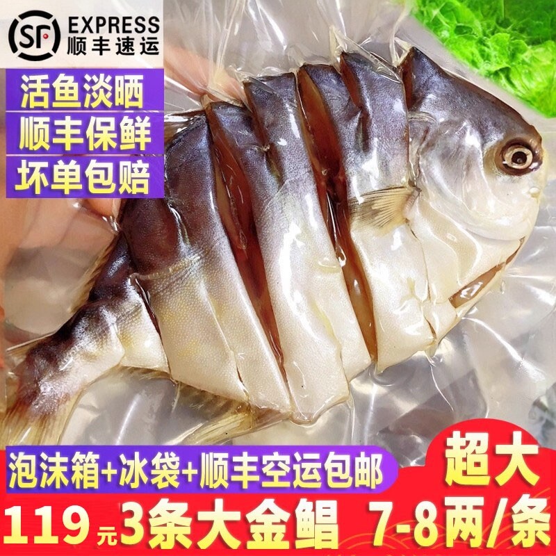 广东特产淡晒金昌鱼干深海鱼干咸鱼金鲳鱼干金仓鱼阳江3条约1050g