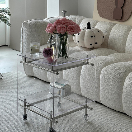 亚克力透明简约推车边几