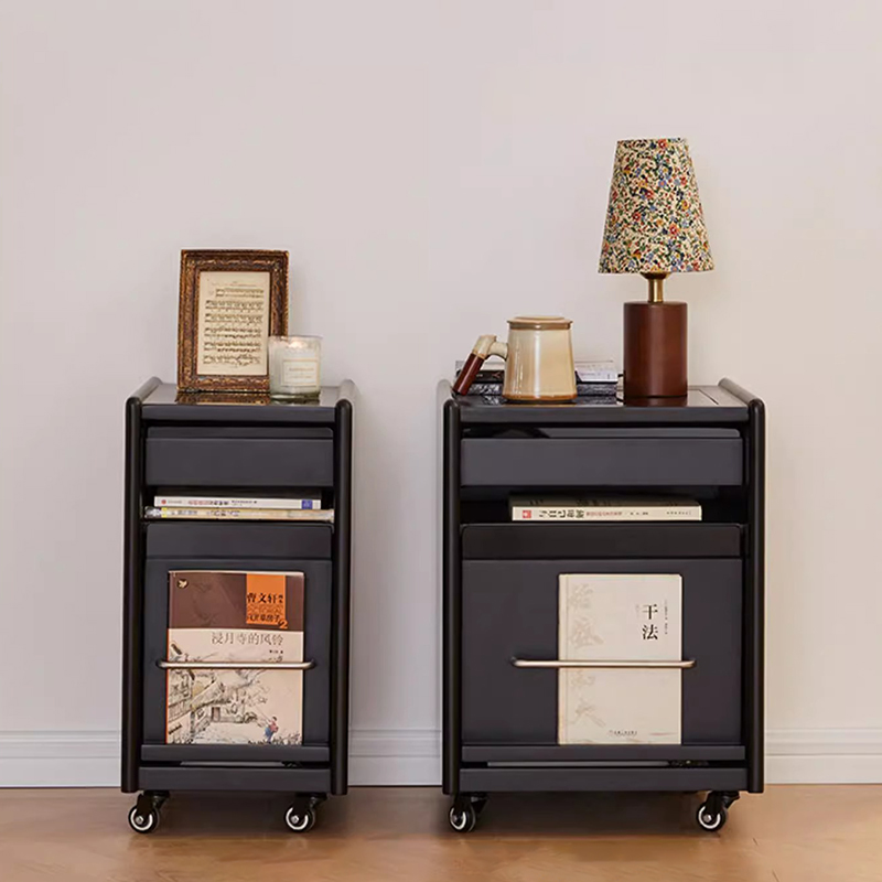 法式复古可移动实木床头柜