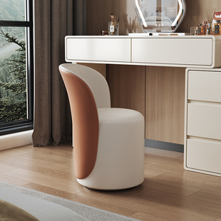真皮化妆凳卧室梳妆台凳子高级感旋转家用餐椅靠背衣帽间化妆椅子