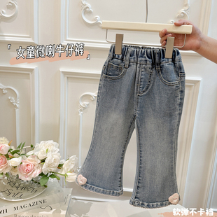 粉色爱心牛仔裤 女宝宝潮款 时尚 女童春装 子童装 韩版 洋气儿童裤 新款