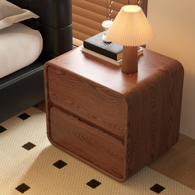 胡桃色实木床头柜简约现代储物柜2025新款轻奢家用卧室床头收纳柜