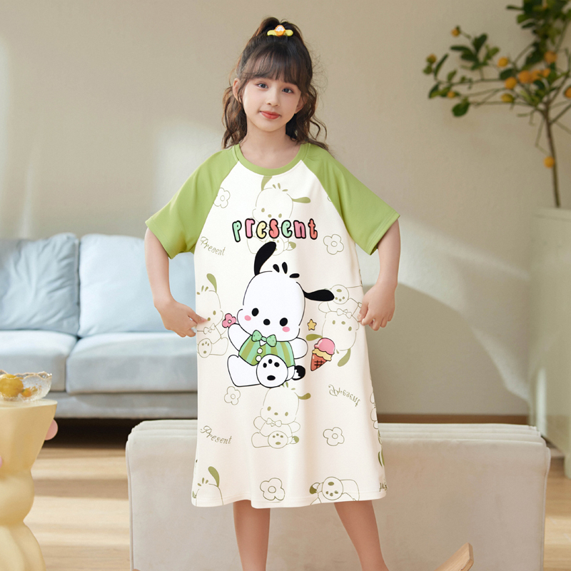 女童睡裙夏天短袖薄款卡通帕恰狗