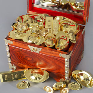 金元宝摆件纯铜实心金条仿真全铜招财供奉客厅办公室家居装饰品