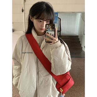 设计感小个子学生情侣装 短款 面包服外套 2025新款 白色羽绒服女冬季