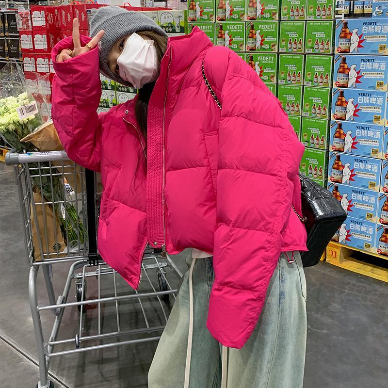 超好看火龙果色短款面包