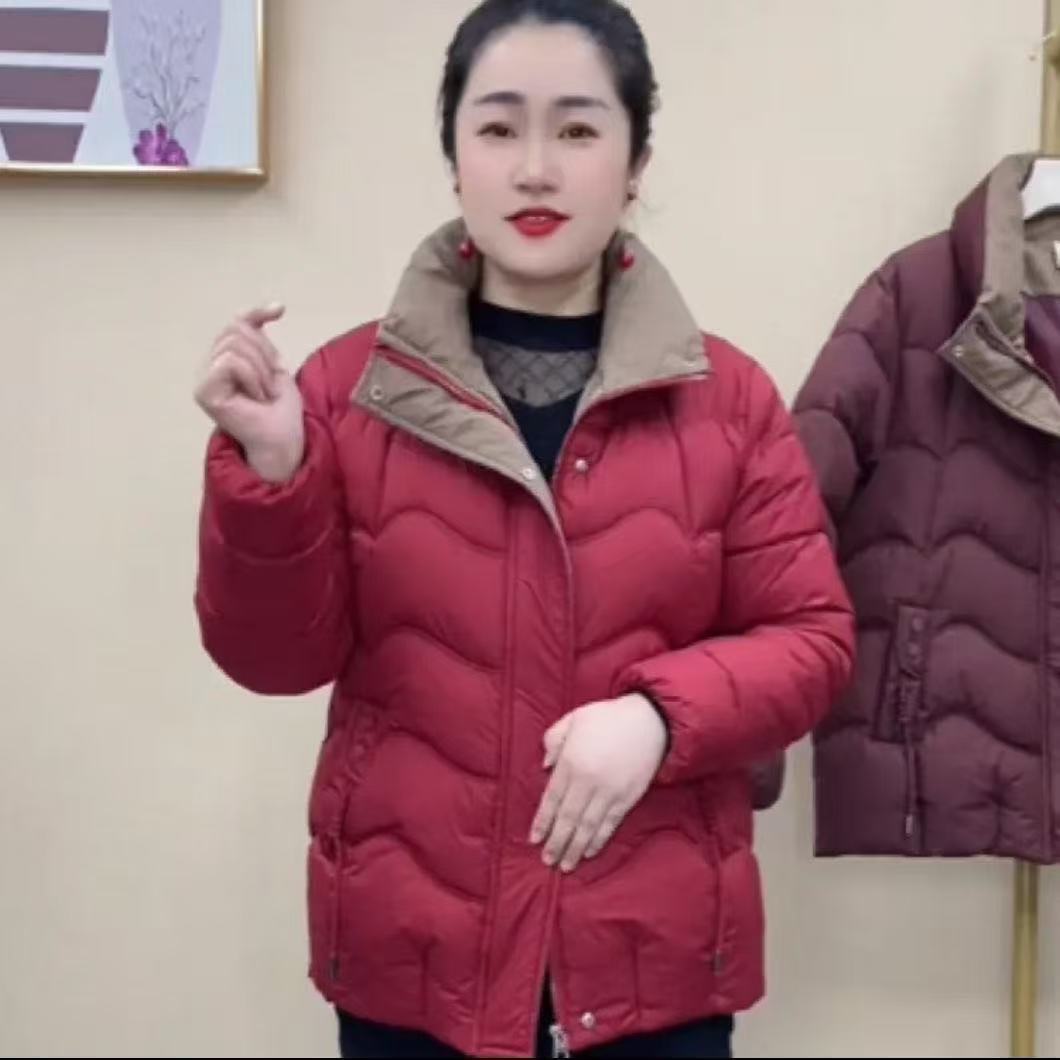 妈妈短款羽绒棉服2025新