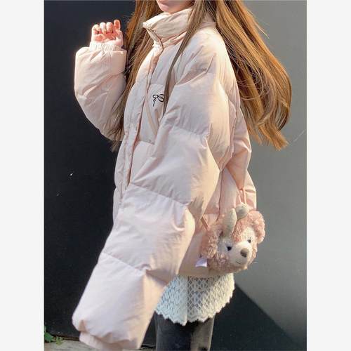 粉嘟嘟白鸭绒羽绒服短款