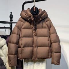 羽绒服2025保暖冬季小个子新款短款加厚90鸭绒连帽面包外套