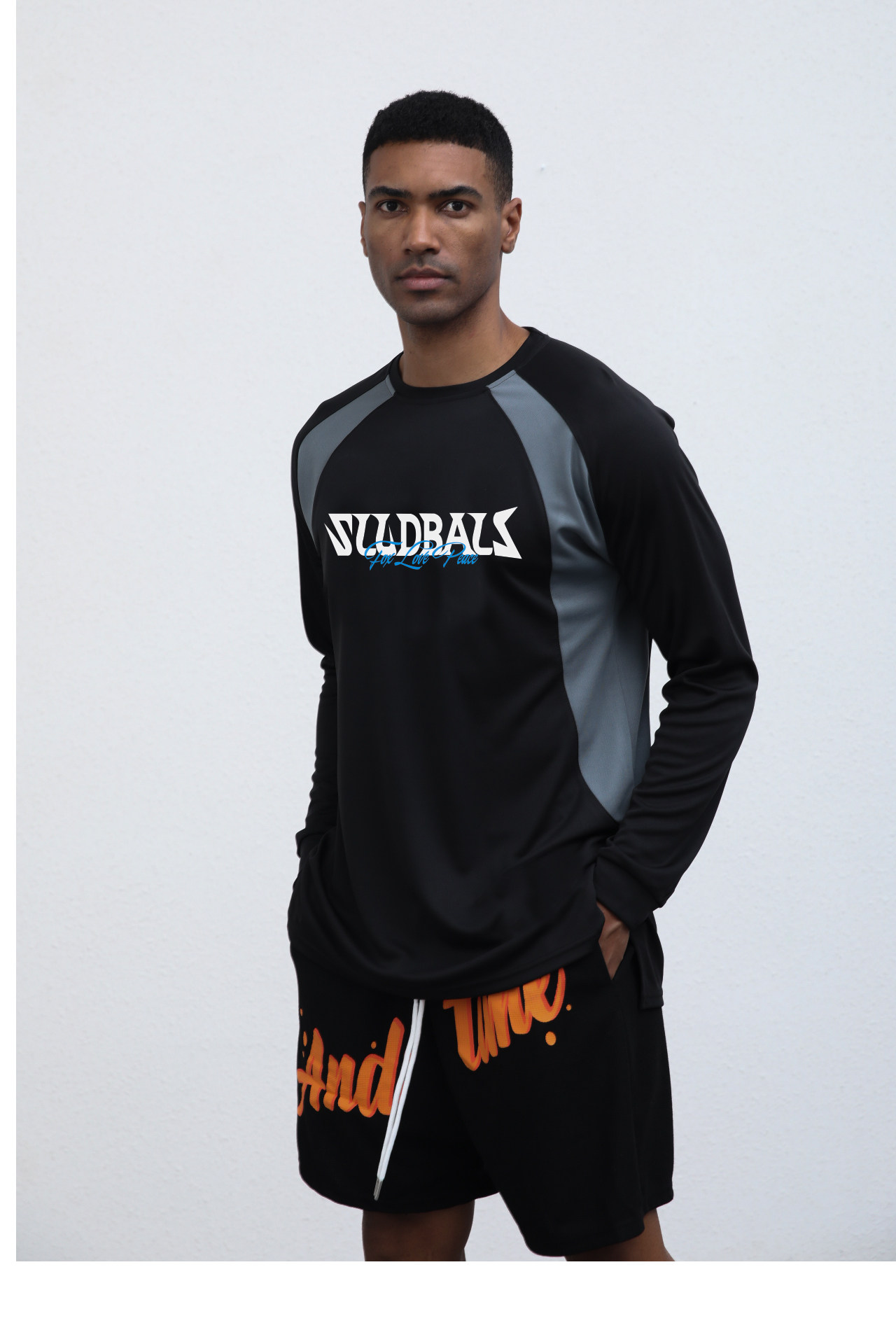 美式复古篮球长袖T恤赛车服sludball速干投篮服训练宽松跑步健身