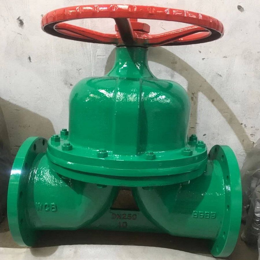 英科 g41j-10 堰式隔膜阀  铸铁 弱酸碱 法兰 衬胶隔膜阀