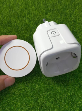 黄色LED圆形按钮遥控RF小体积欧规插座家电控制灯具电源开关插头