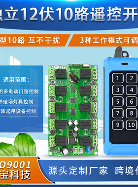 蓝色十键工业无线遥控12V24V独立学习10路舞台灯电源LED灯具开关
