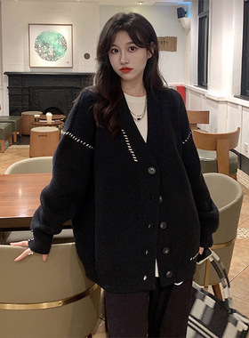 慵懒风毛衣开衫外套女装秋冬2025新款温柔风小众中长款上衣