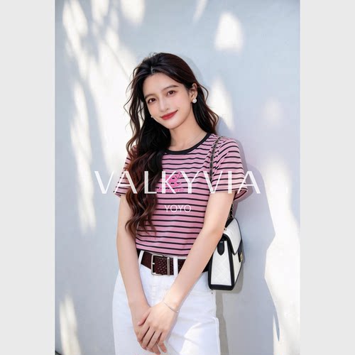 【Valkyvia/悠悠奢品】Feture时尚短袖T恤女士上衣夏季圆领71258#