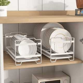 厨房碗碟收纳架免安装家用橱柜内304不锈钢沥水置物架 一体碗盘架