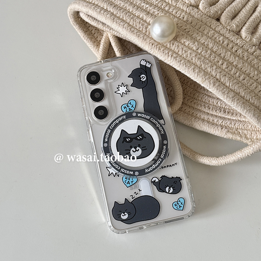 可爱灰色蓝猫s25ultra磁吸手机壳