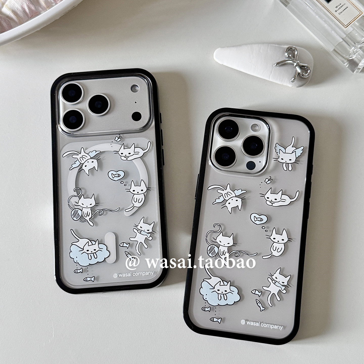 新壳体可爱猫咪插画苹果17手机壳