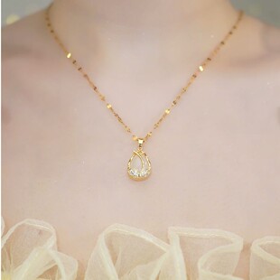 百搭不掉色锁骨链 吊坠时尚 郁金香钛钢项链女2025新款 气质网红爆款