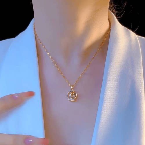 钛钢锁骨链女灵动月亮星星不掉色