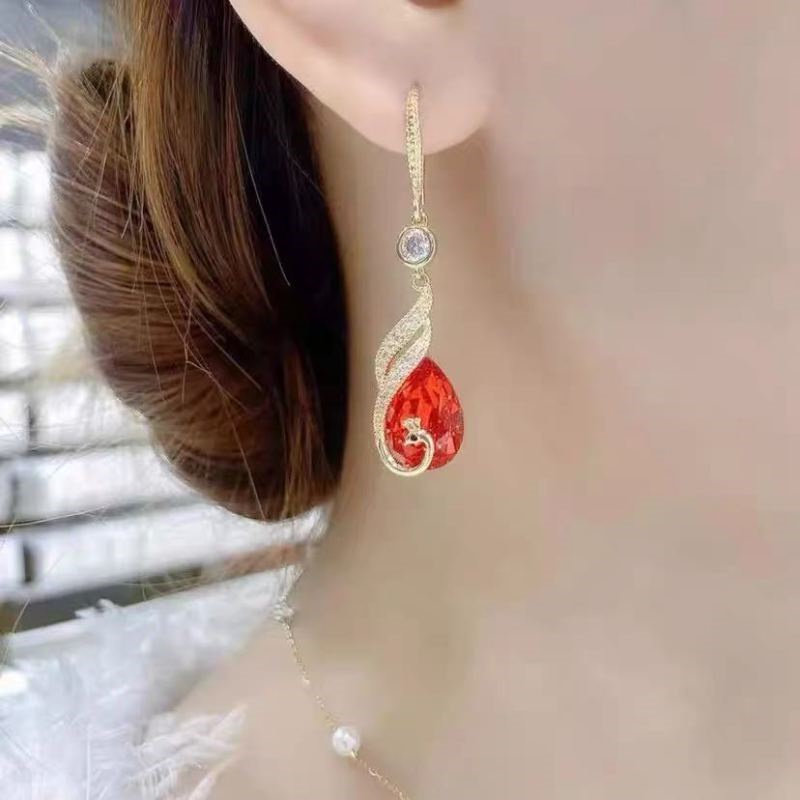 925银针女凤凰孔雀耳环耳饰轻奢