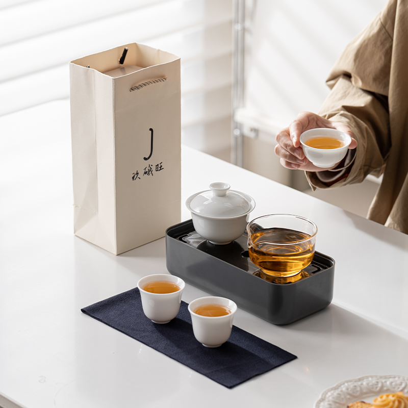 德化白瓷户外便携旅行茶具套装